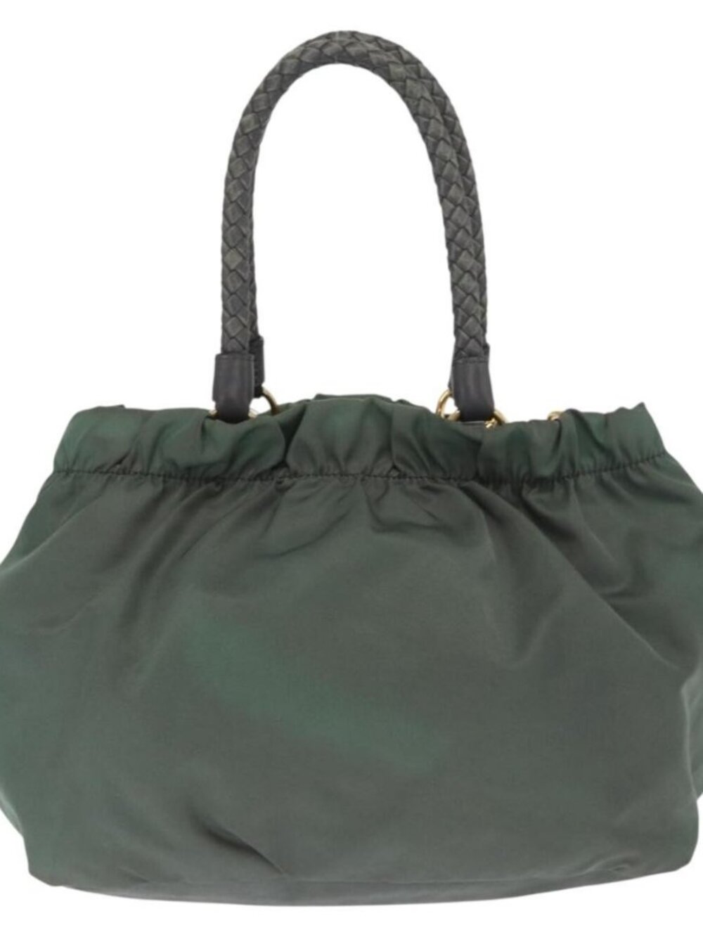 PRADA Tote Bag Nylon 2way Khaki Gold Auth bs32071 - Picture 3 of 16